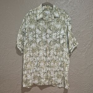 Maus& Hoffman.Men's Bamboo Pattern Shirt - Olive and Cream Size L